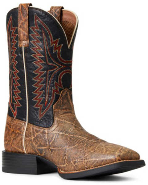 Ariat Men's Grizzly Elephant Print & Liberty Black Sport Smokewagon Performance Western Boot - Wide Square Toe , Brown, hi-res