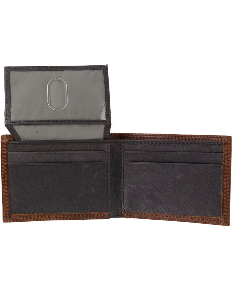 HOOey Men's Embossed Bi-fold Wallet, Brown, hi-res