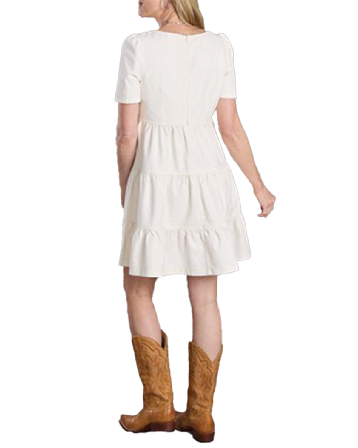 Image #2 - Stetson Women's Denim Short Sleeve Mini Dress, White, hi-res