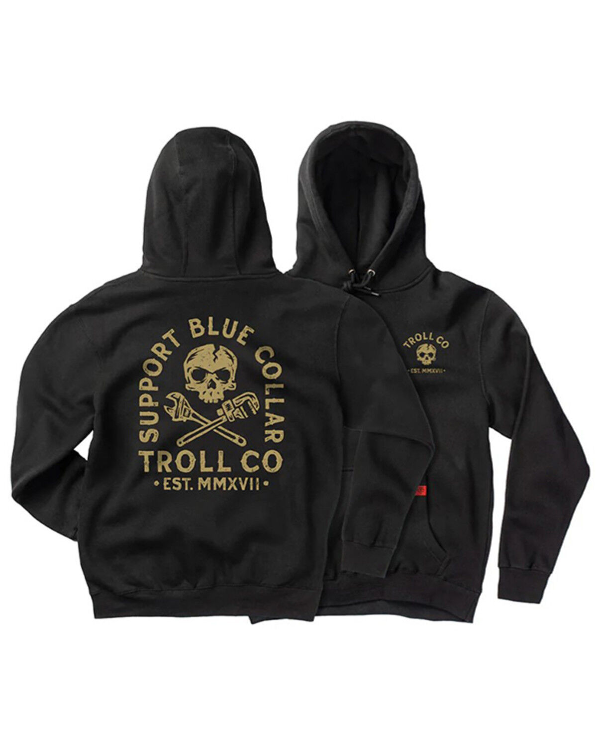 Image #1 - Troll Co Men's SBC Crossed Hooded Work Sweatshirt, Black, hi-res