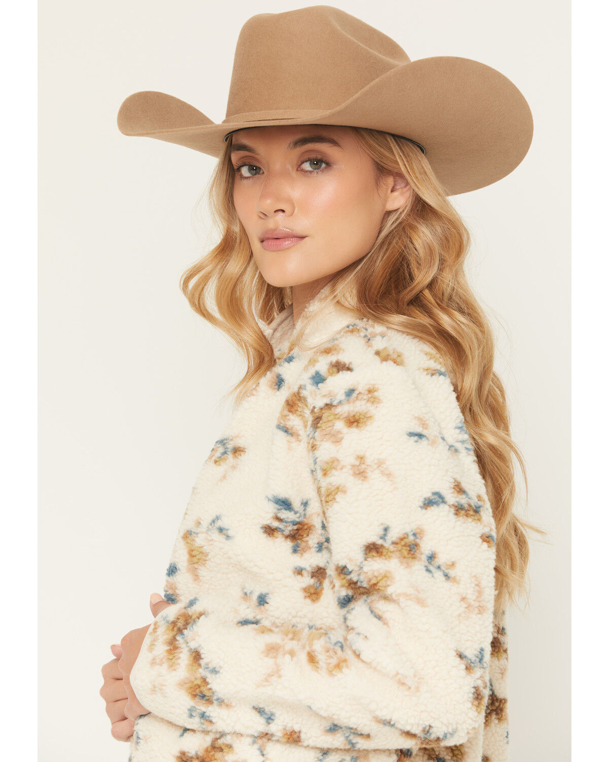Image #2 - Shyanne Women's Floral Print Sherpa Jacket, Cream, hi-res