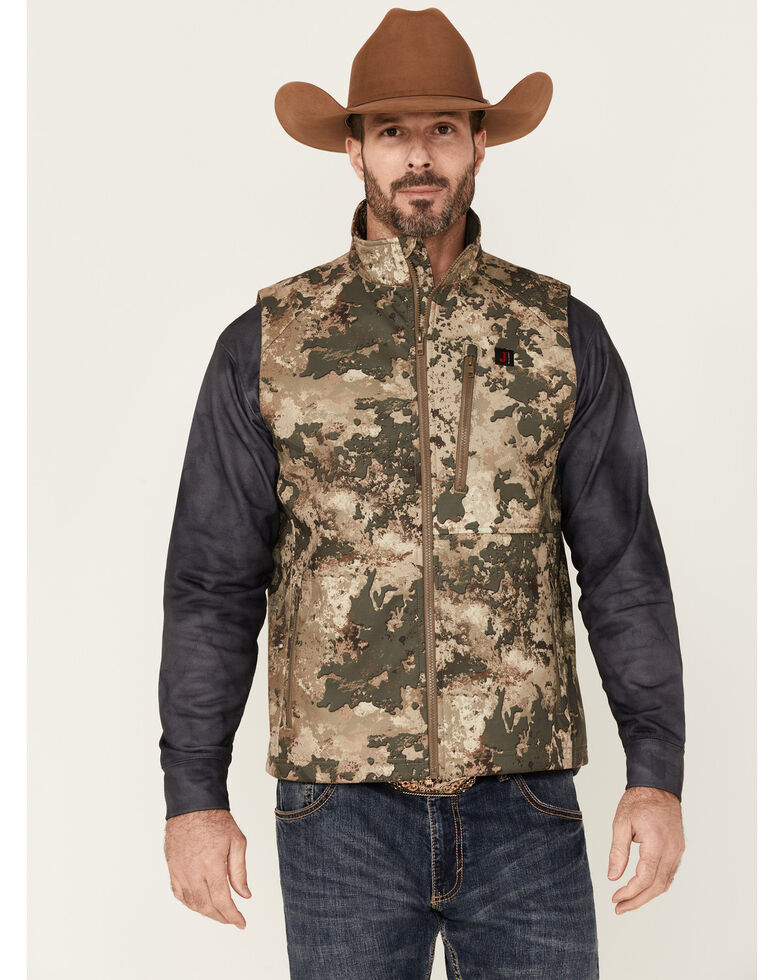 Justin Men's Camo Print Austin Zip-Front Fleece Vest , Camouflage, hi-res