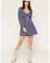 Image #1 - Ash & Violet Women's Solid Long Sleeve Mini Dress, Navy, hi-res