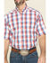 Tuf Cooper Men's Red Competition Stretch Plaid Short Sleeve Western Shirt , Red, hi-res