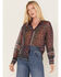 Image #1 - Molly Bracken Women's Metallic Floral Stripe Blouse, Multi, hi-res