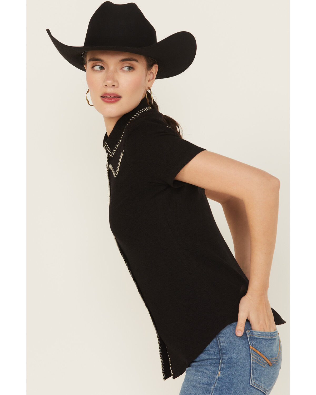 Image #3 - Idyllwind Women's Featherlight Short Sleeve Snap Shirt, Black, hi-res