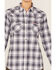 Image #3 - Ariat Women's FR Whitney Plaid Print Long Sleeve Pearl Snap Work Shirt, Lavender, hi-res