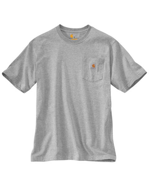 Image #1 - Carhartt Men's Loose Fit Heavyweight Logo Pocket Work T-Shirt, Light Grey, hi-res