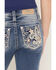 Image #4 - Miss Me Girls' Medium Wash Floral Fleur de Lis Bootcut Stretch Denim Jeans, Medium Wash, hi-res