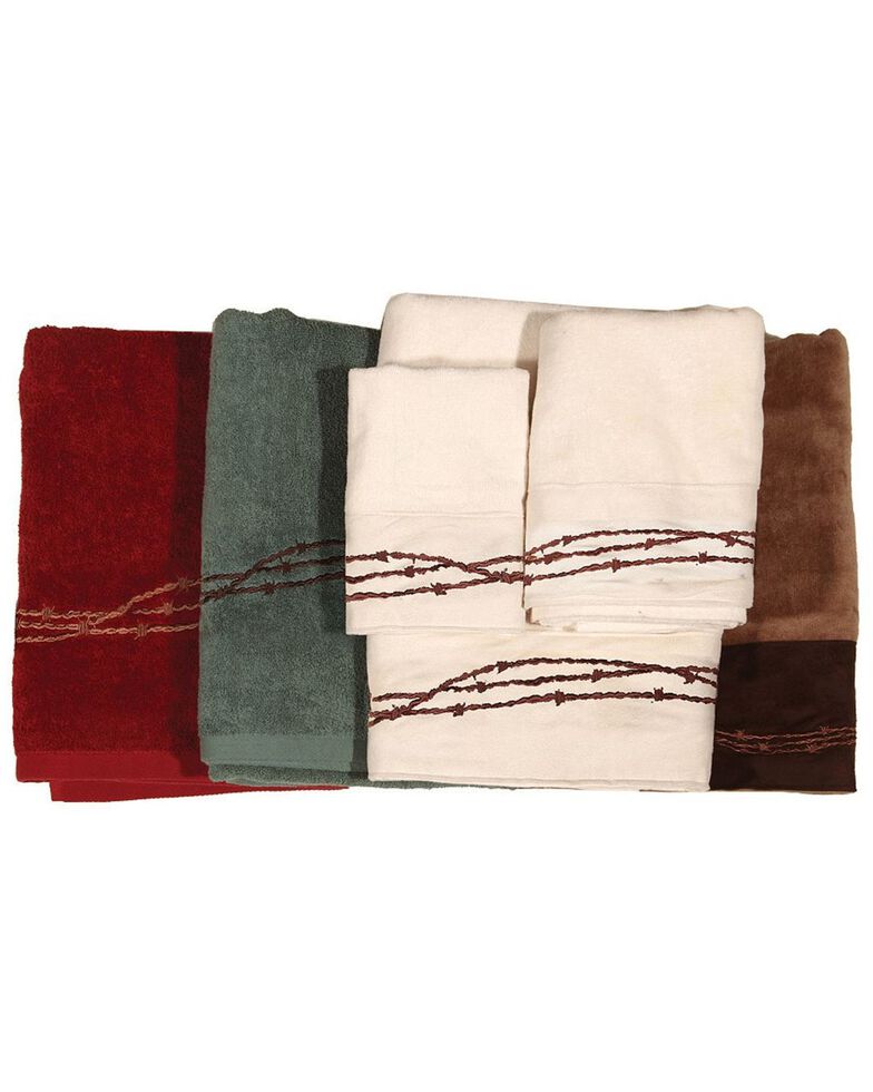 HiEnd Accents Three-Piece Embroidered Barbed Wire Bath Towel Set - Brown, Brown, hi-res