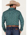 Image #4 - Cody James Men's Tavern Geo Print Long Sleeve Snap Western Shirt, Dark Green, hi-res