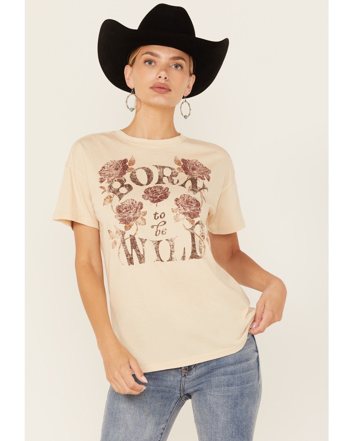 Image #1 - Cleo + Wolf Women's Born To Be Wild Short Sleeve Graphic Tee, Oatmeal, hi-res
