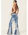 Image #4 - Wrangler X Lainey Wilson Women's High Rise Patchwork Flare Stretch Denim Jeans, Blue, hi-res