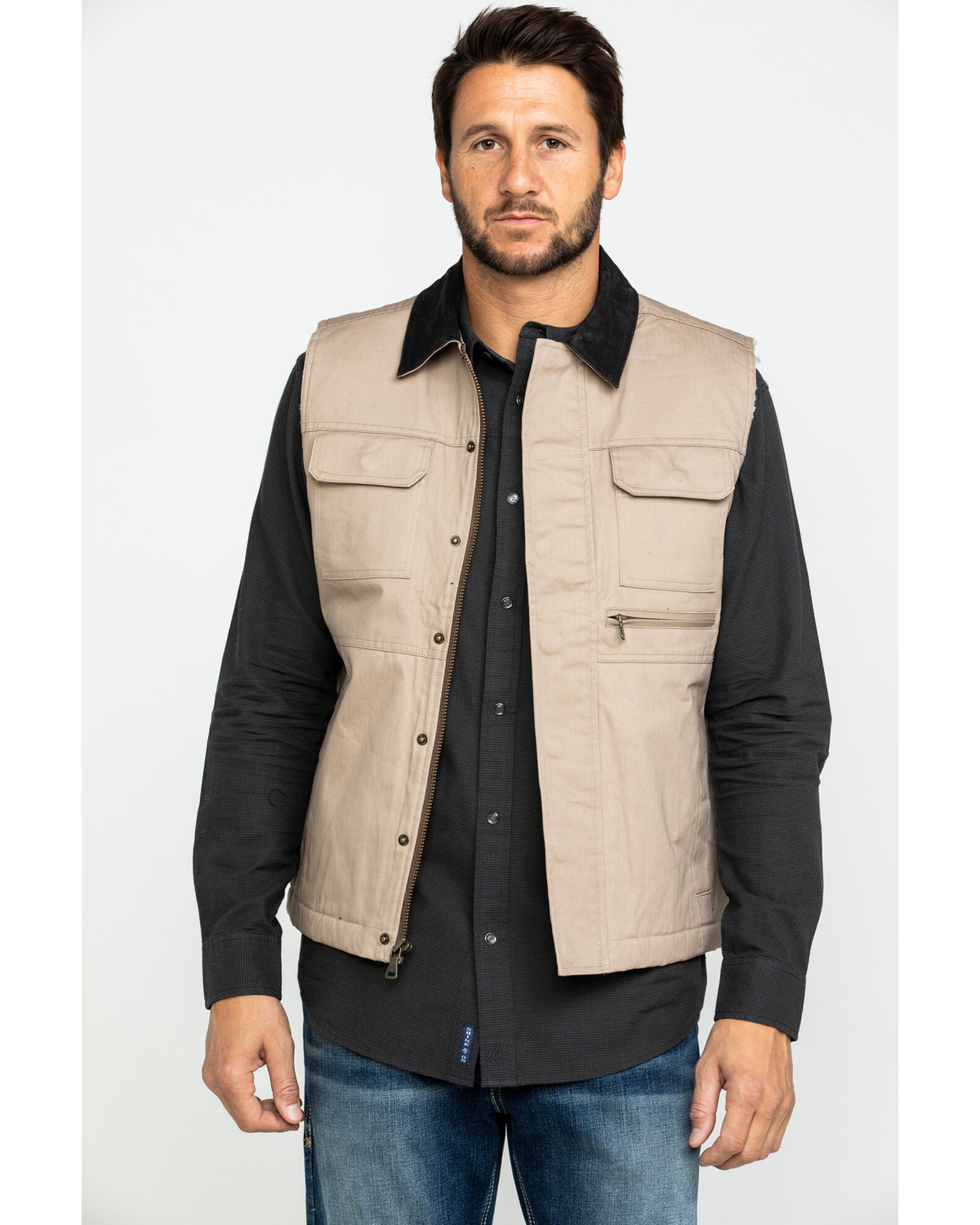 Image #2 - Cody James Men's Tan Ranchero Timberwolf Canvas Vest, Tan, hi-res