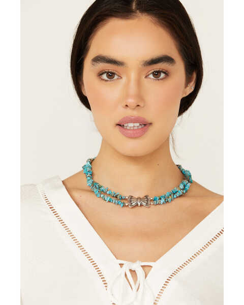 Image #1 - Paige Wallace Women's Bow Concho Turquoise Necklace , Turquoise, hi-res