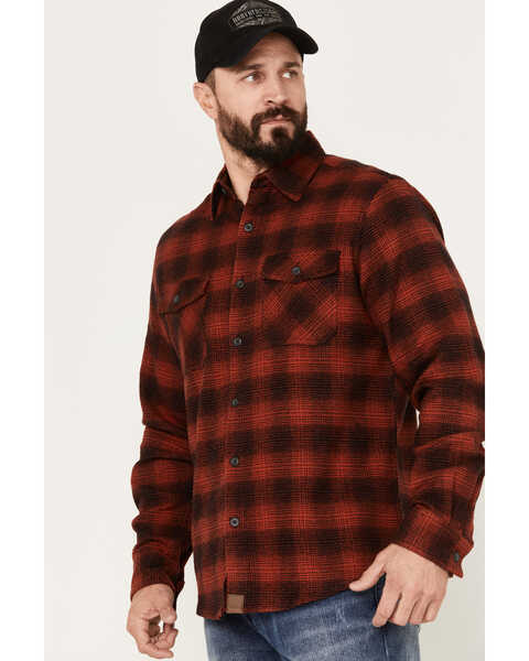 Image #2 - Dakota Grizzly Men's Briggs Plaid Print Button Down Heavy Western Flannel Shirt, Red, hi-res