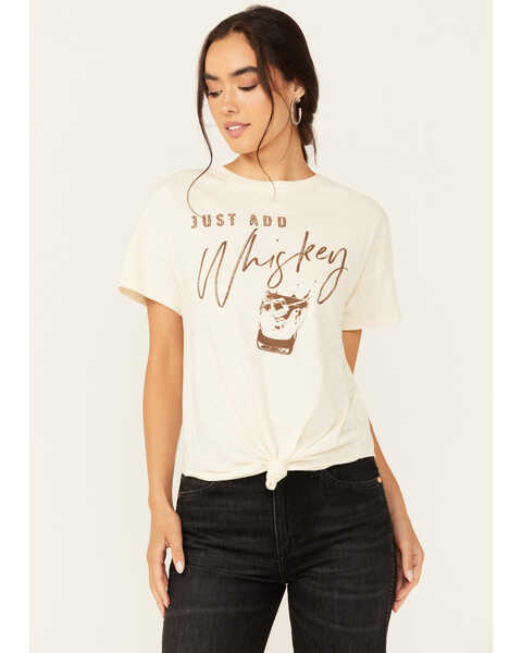 Shyanne Women's Just Add Whiskey Graphic Short Sleeve Tee, Cream, hi-res