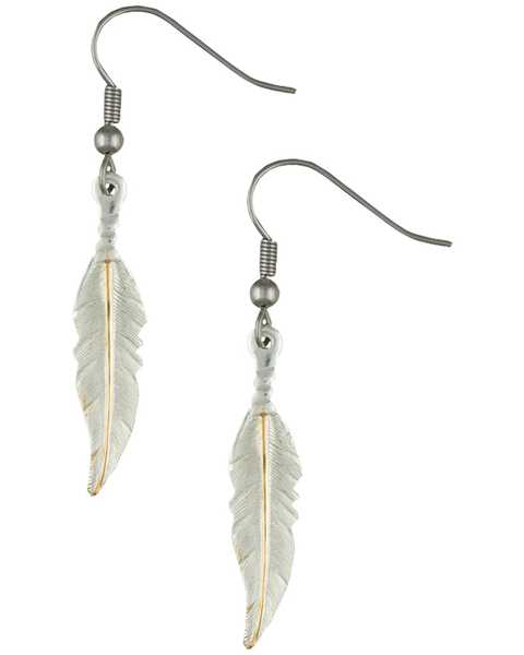 Montana Silversmiths Women's Two-Tone Feather Dangle Earrings, Silver, hi-res