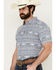 Image #2 - Ariat Men's Mac Southwestern Short Sleeve Button-Down Stretch Western Shirt , Blue, hi-res