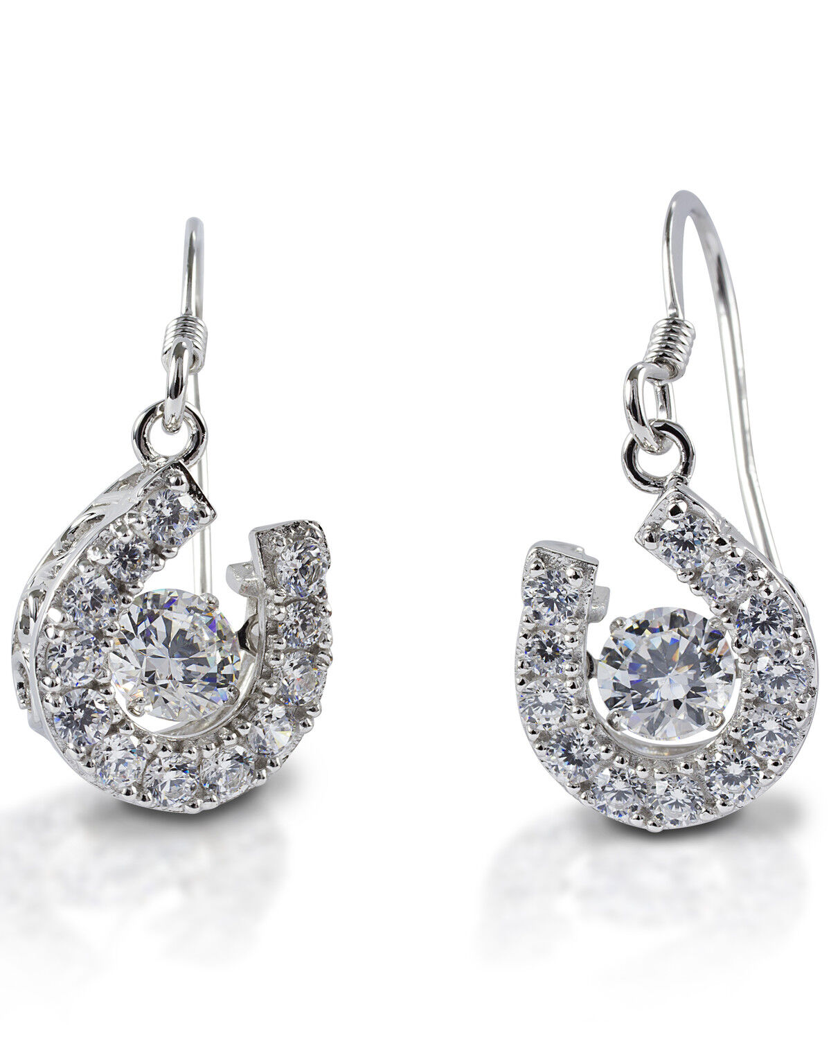 Image #1 - Kelly Herd Women's Dancing Stone Horseshoe Dangle Earrings, Silver, hi-res