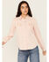 Image #1 - Cruel Girl Women's Solid Long Sleeve Pearl Snap Western Shirt, Pink, hi-res