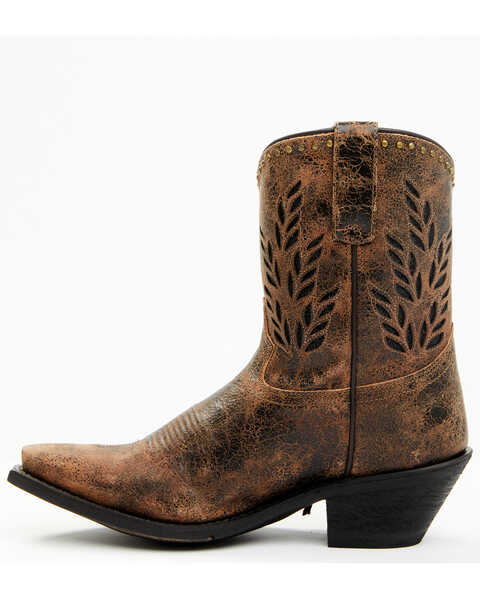 Image #3 - Laredo Women's Sweet Water Inlay Western Fashion Booties - Snip Toe, Dark Brown, hi-res