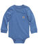 Image #1 - Carhartt Infant Boys' Long Sleeve Logo Pocket Onesie, Blue, hi-res