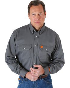 Wrangler Riggs Men's Grey Flame Resistant Work Shirt - Big , Grey, hi-res