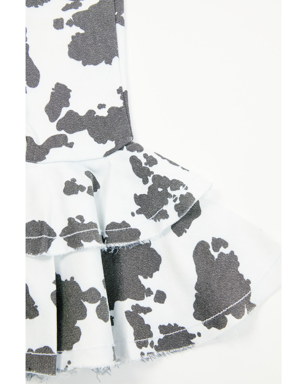 Image #3 - Cowgirl Hardware Toddler Girls' Cow Print Double Ruffle Stretch Denim Jeans, Black/white, hi-res