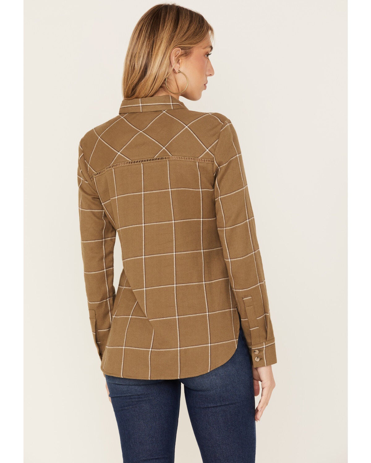 Image #4 - Shyanne Women's Plaid Print Long Sleeve Flannel Button-Down Shirt, Olive, hi-res