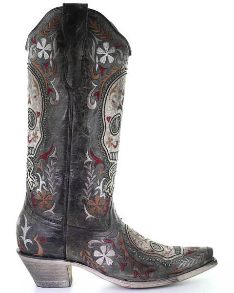 Image #2 - Corral Women's Sugar Skull Embroidery Western Boots - Snip Toe, , hi-res