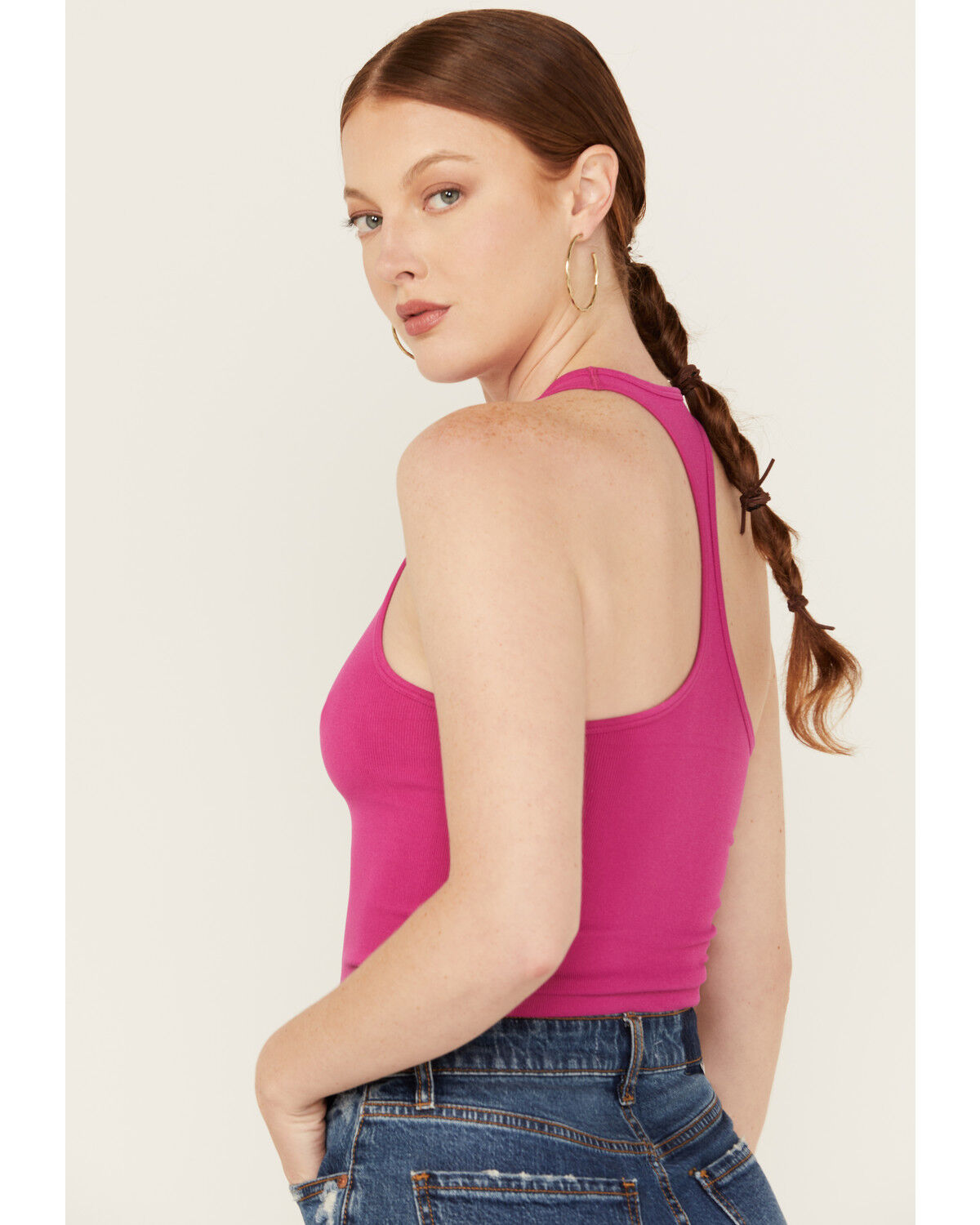 Image #4 - Free People Women's Hayley Racerback Brami, Fuchsia, hi-res