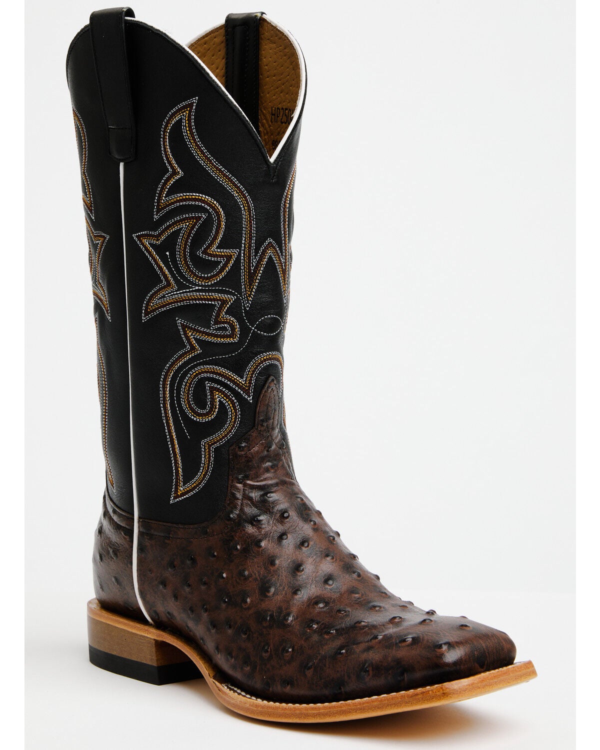 Horse Power Men's Ostrich Print Western Boots - Broad Square Toe, Brown, hi-res