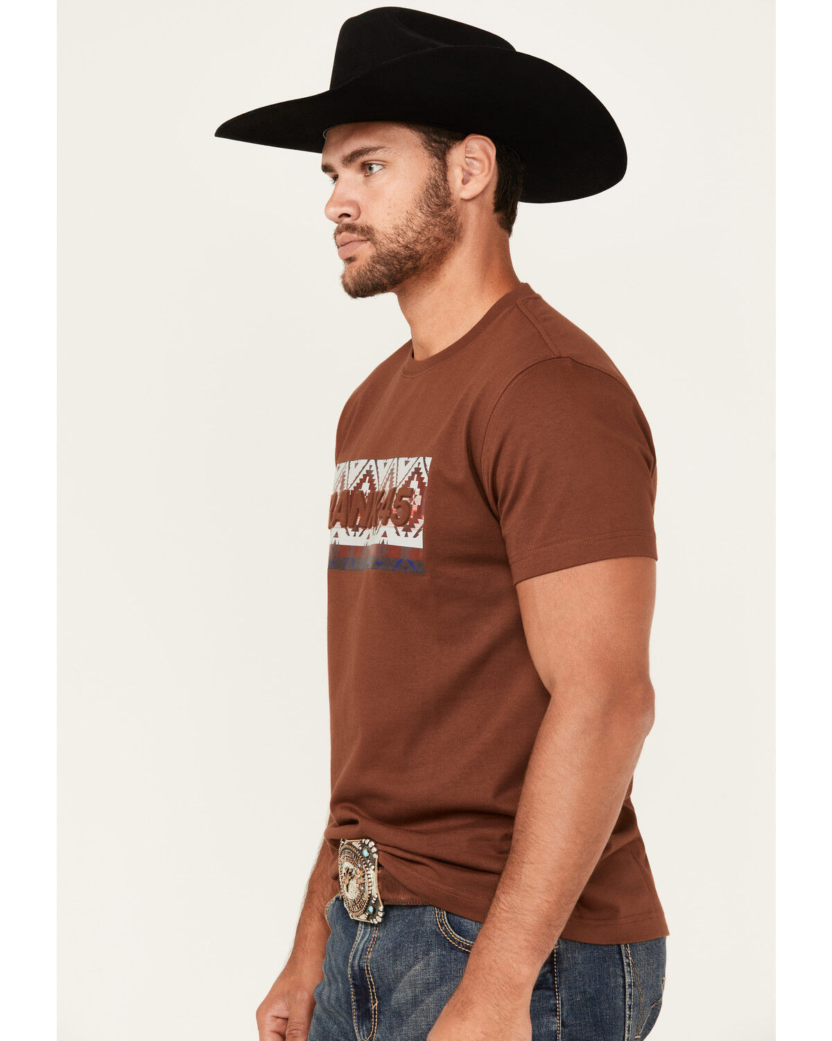 Image #2 - RANK 45® Men's Logo Southwestern Print Short Sleeve Graphic T-Shirt, Coffee, hi-res