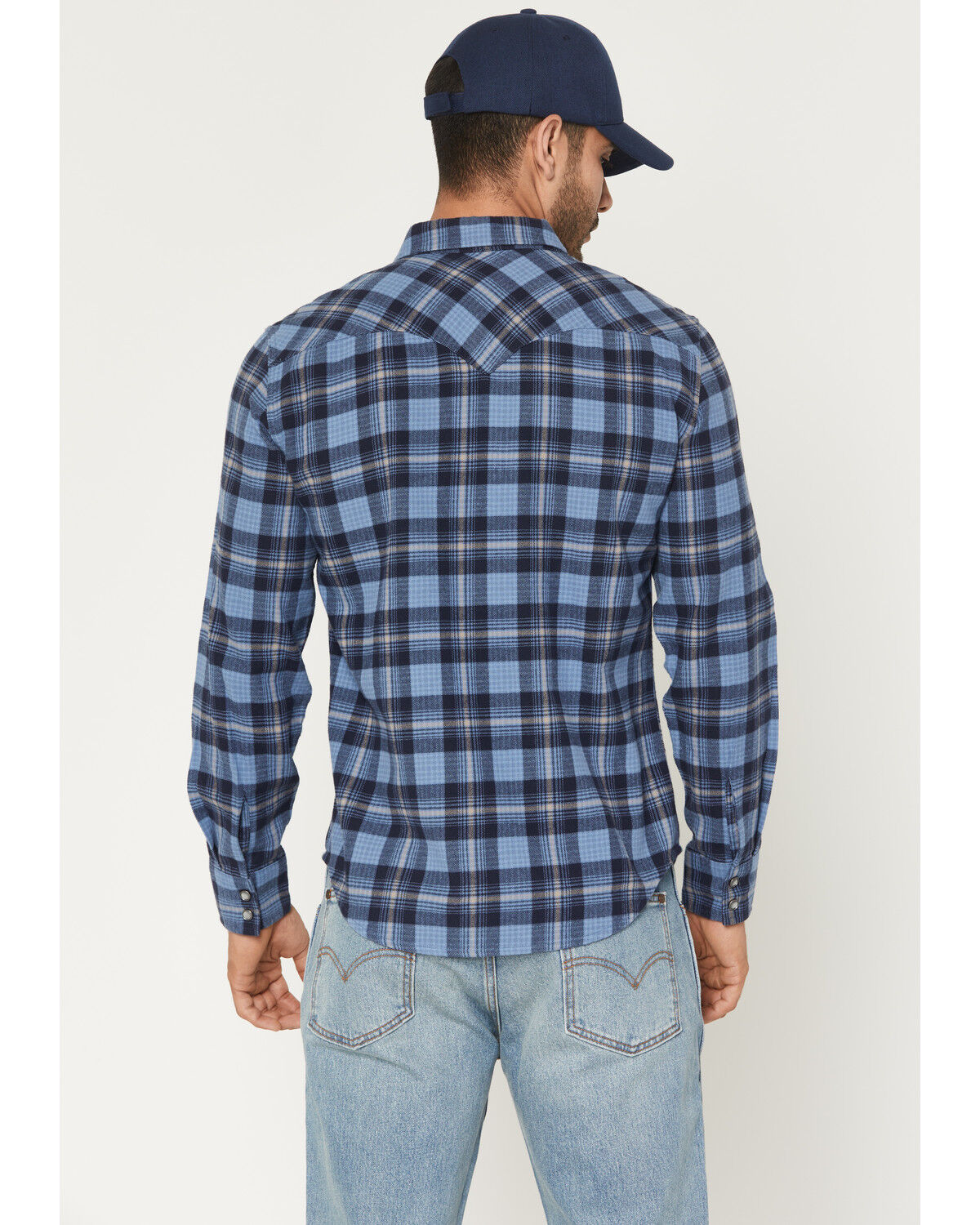 Image #4 - Levi's Men's Niklas Plaid Print Long Sleeve Snap Long Sleeve Flannel Shirt, Navy, hi-res