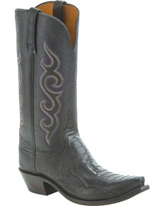 Lucchese Women's Handmade Yvette Ostrich Leg Western Boots - Snip Toe, Black, hi-res