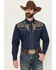 Image #1 - Rodeo Clothing Men's Embroidered Long Sleeve Pearl Snap Western Shirt, Navy, hi-res