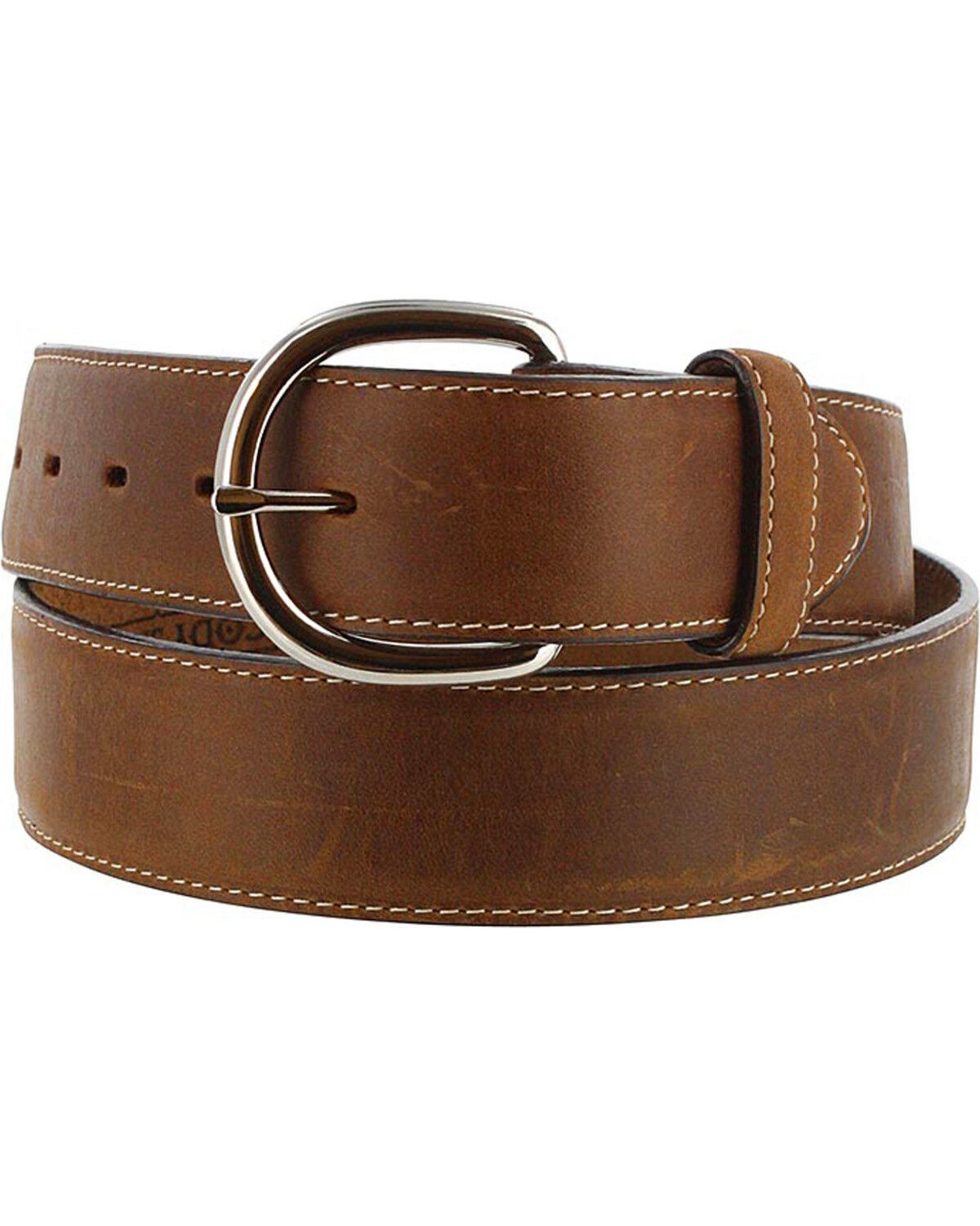 Justin Men's Classic Western Leather Belt, Brown, hi-res