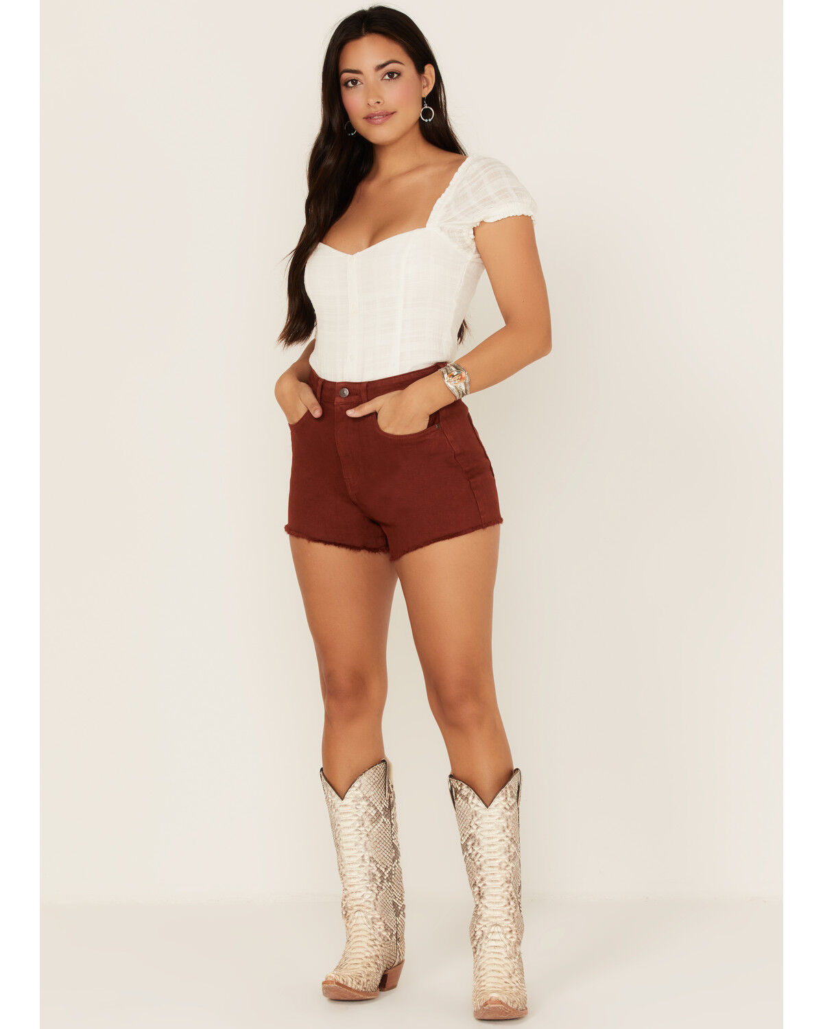 Image #1 - Idyllwind Women's Brady Frayed Hem Shorts, Brown, hi-res