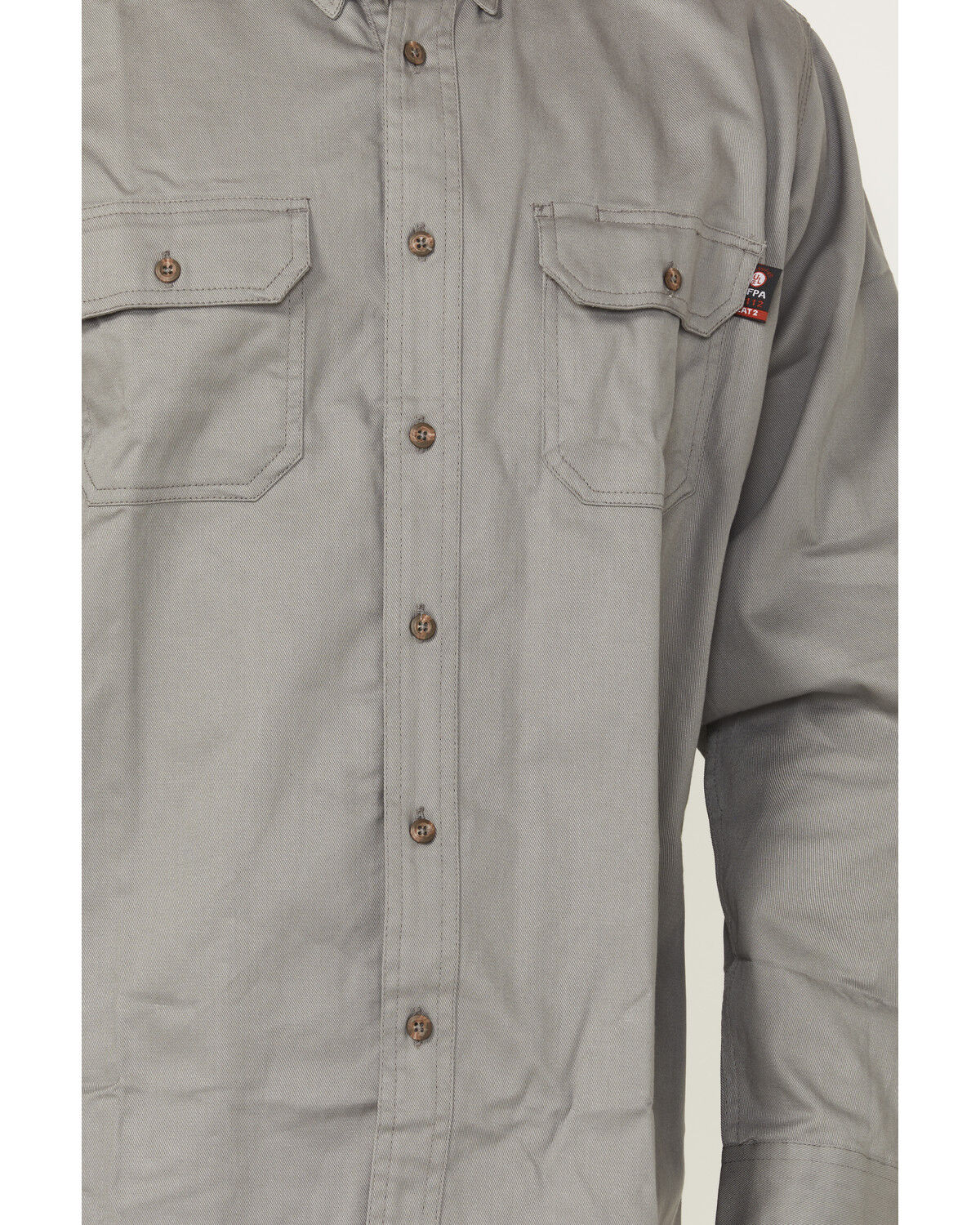 Image #3 - Forge Workwear Men's FR Solid Long Sleeve Button-Down Work Shirt, Light Grey, hi-res