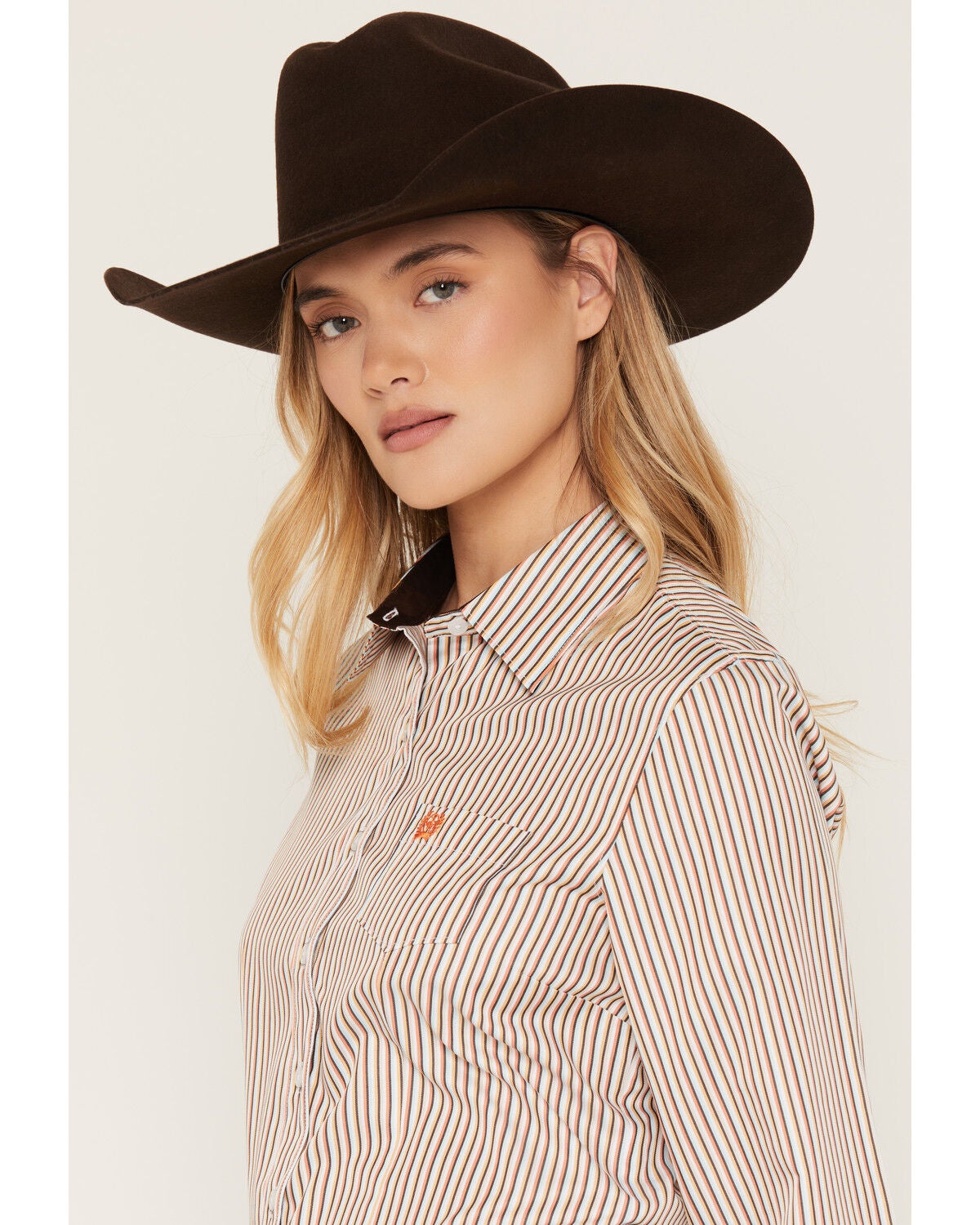 Image #2 - Cinch Women's TENCEL&trade; Striped Print Long Sleeve Button-Down Western Shirt, Purple, hi-res
