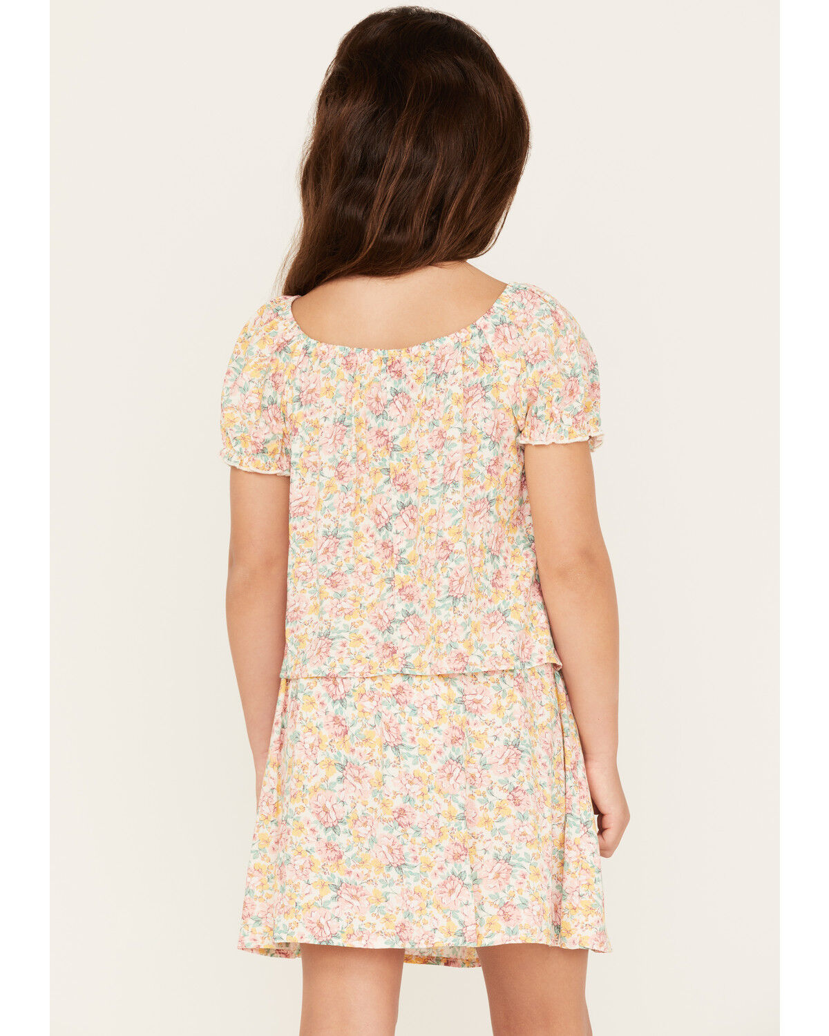 Image #4 - Shyanne Girls' Floral Print Skirt Set - 2-Piece, Yellow, hi-res