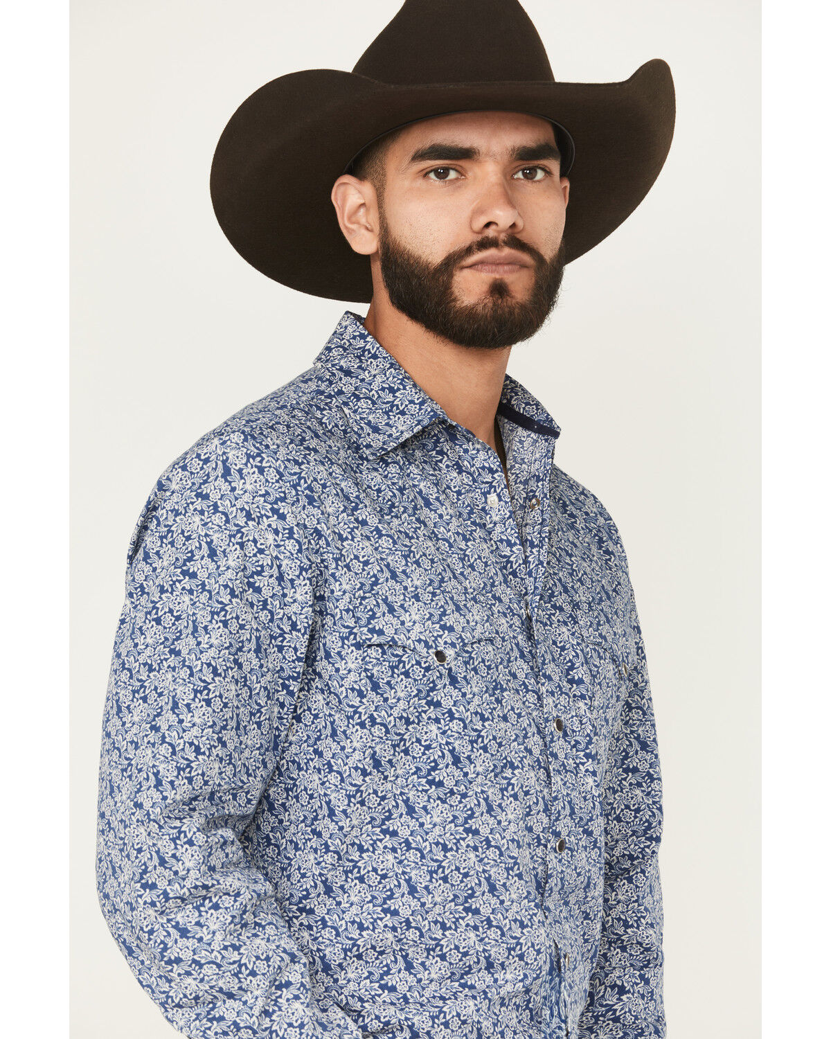 Image #2 - Stetson Men's Floral Print Long Sleeve Snap Western Shirt, Blue, hi-res