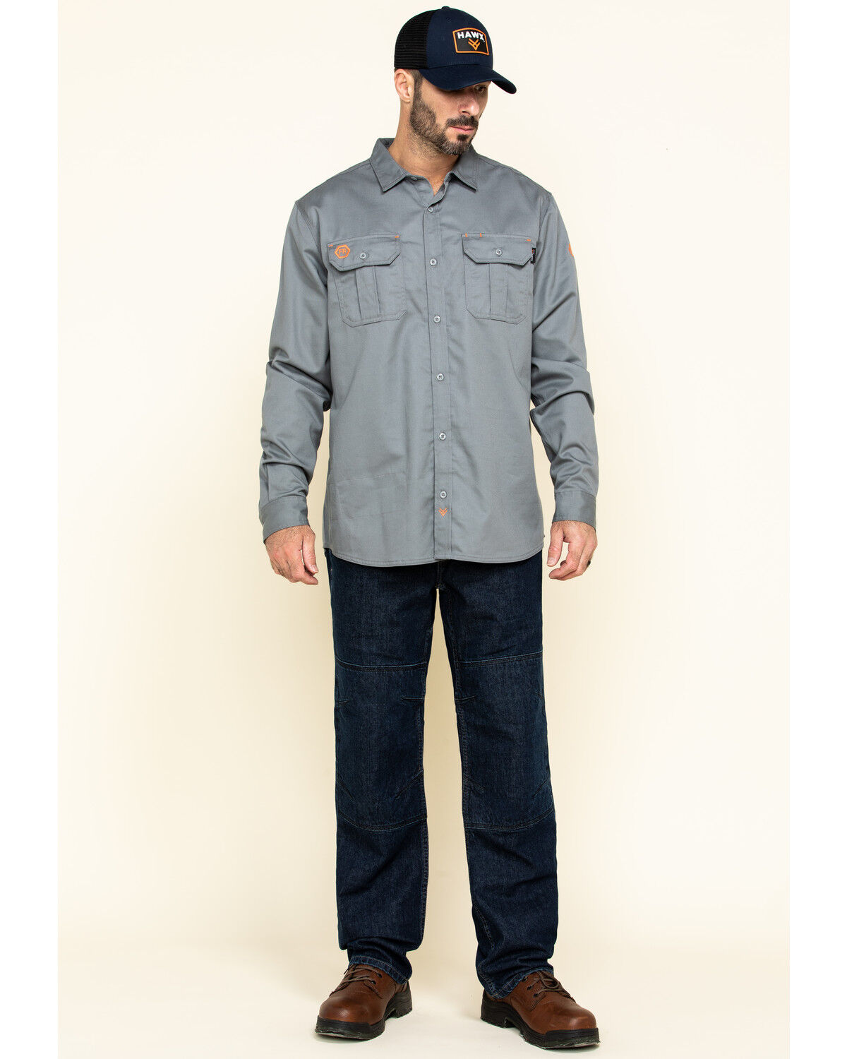 Image #6 - Hawx Men's FR Long Sleeve Woven Work Shirt, Silver, hi-res