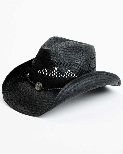 Cody James Rory Straw Cowboy Hat, Black, hi-res