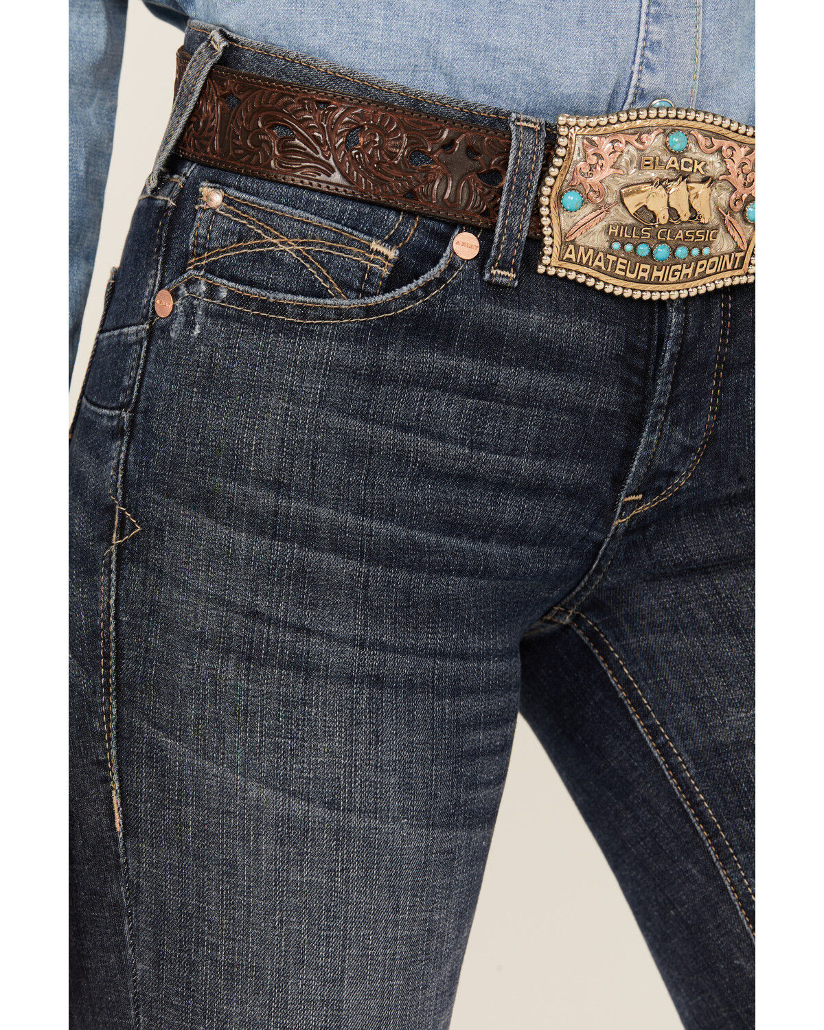 Image #4 - Ariat Women's Aubree Straight Missouri Jeans, Dark Wash, hi-res