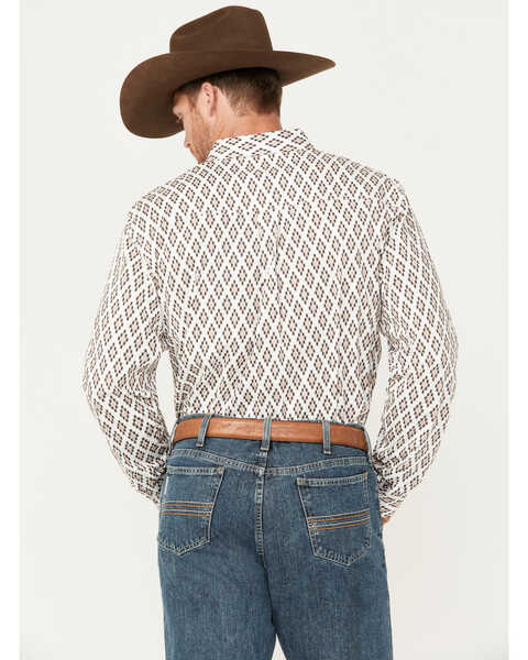 Image #4 - RANK 45® Men's Catfish Southwestern Geo Print Long Sleeve Button-Down Stretch Western Shirt, Coffee, hi-res
