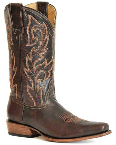 Stetson Men's Lawman Calf Vamp Corded Western Boots - Snip Toe , Brown, hi-res