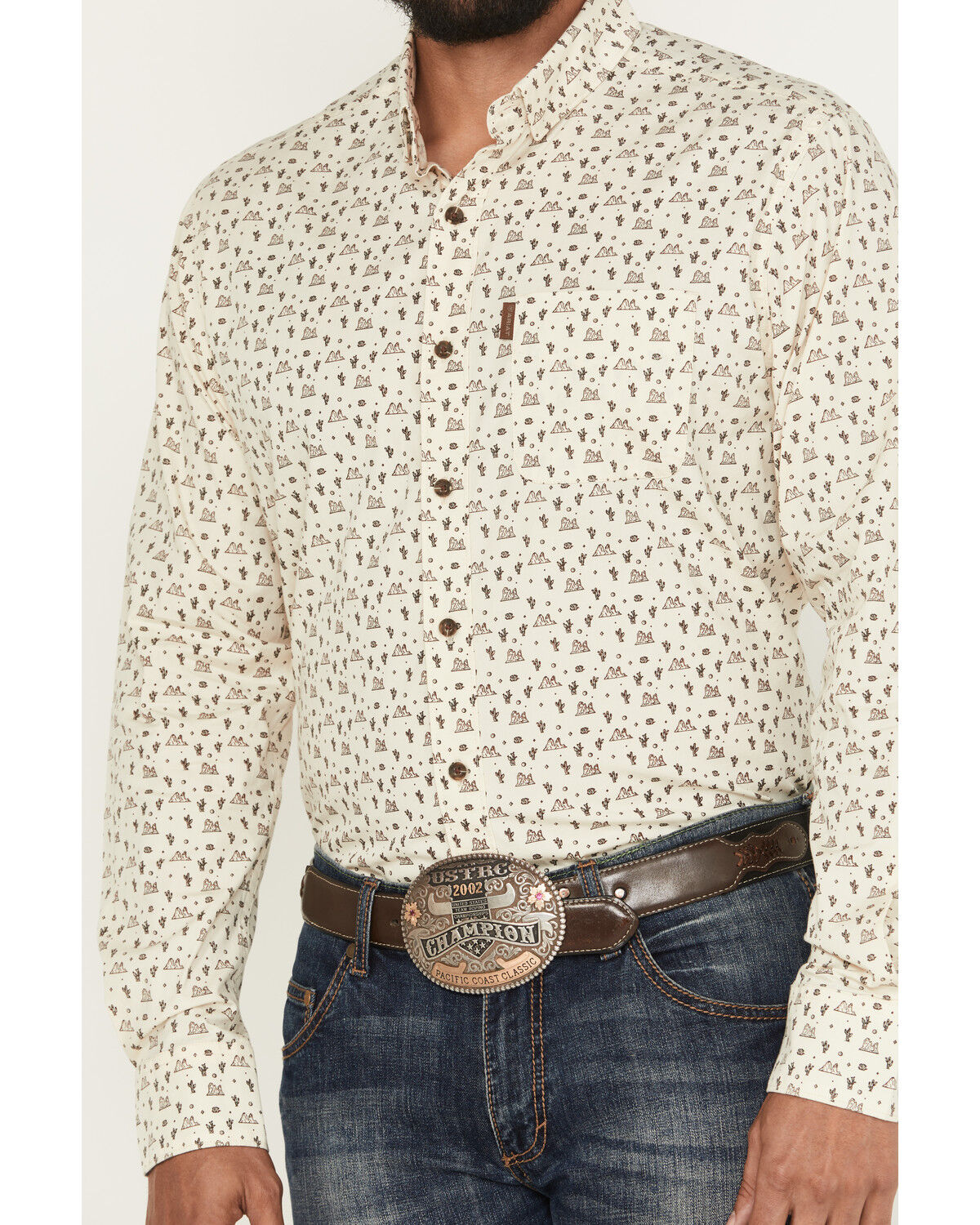 Image #3 - Ariat Men's Milton Printed Long Sleeve Button-Down Western Shirt, Off White, hi-res