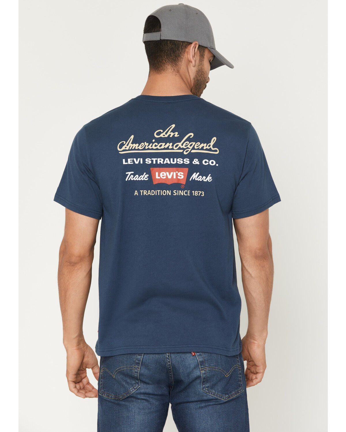 Image #1 - Levi's Men's Indie Prep Script Logo Short Sleeve Graphic T-Shirt, Blue, hi-res